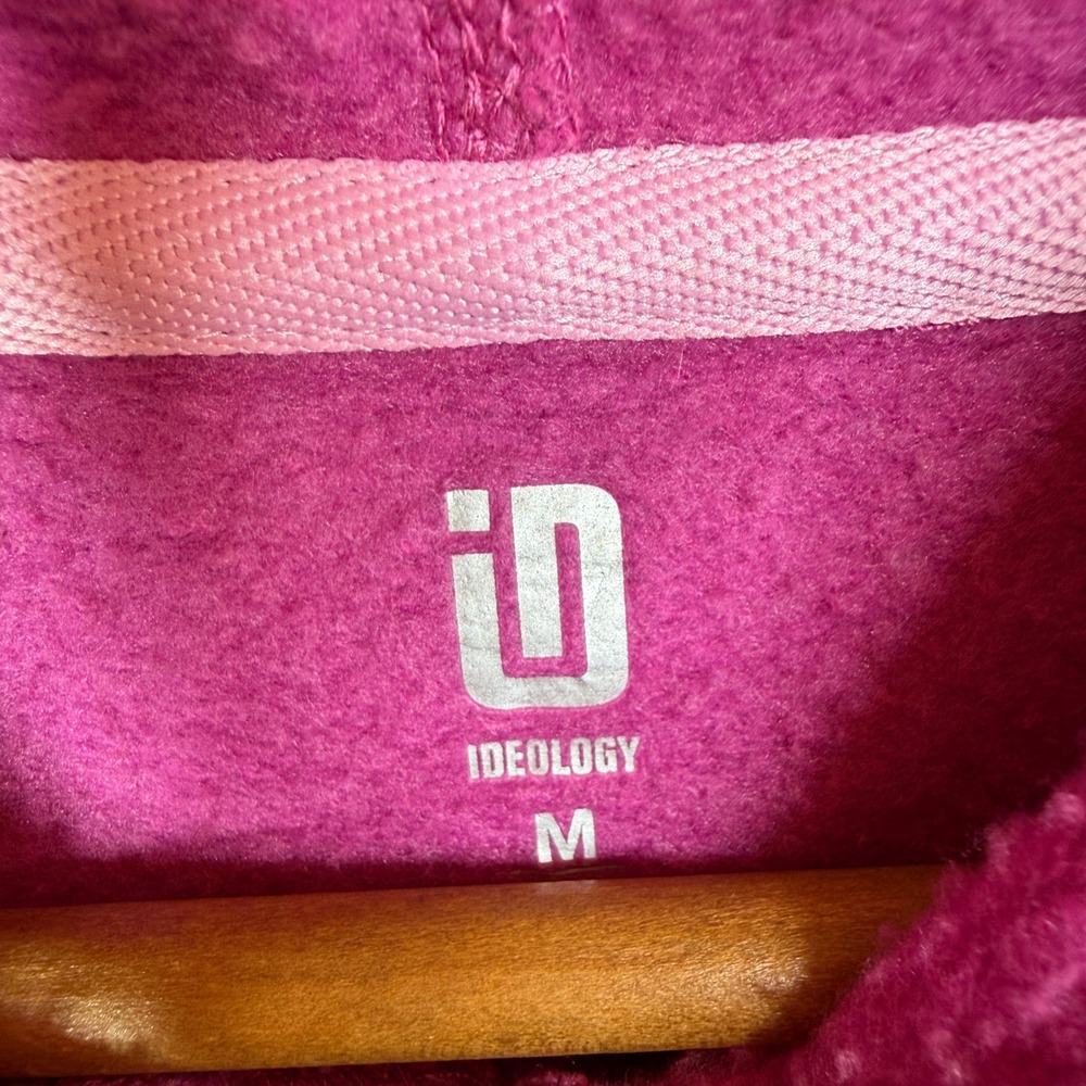 Ideology Hoodie Womens M Magenta Pink Snap Side Vent Raglan Sleeve Fleece - Picture 2 of 6